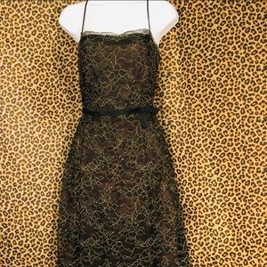 Laundry by Shelli‎ Segal Brown and Gold Lace Dress